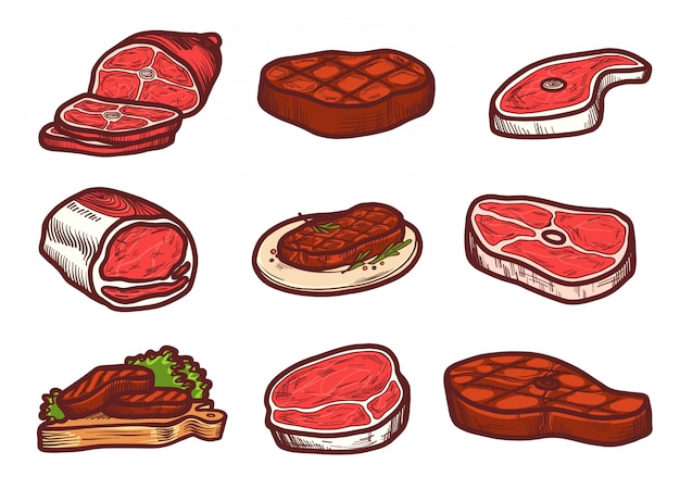 Steak icon set