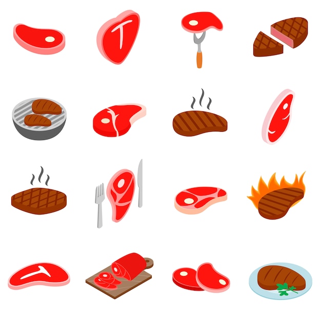 Steak icons set 