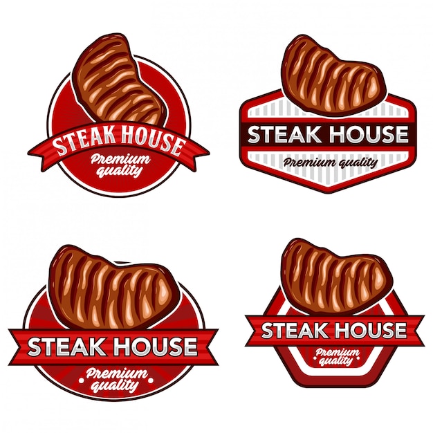 steak logo stock vector set