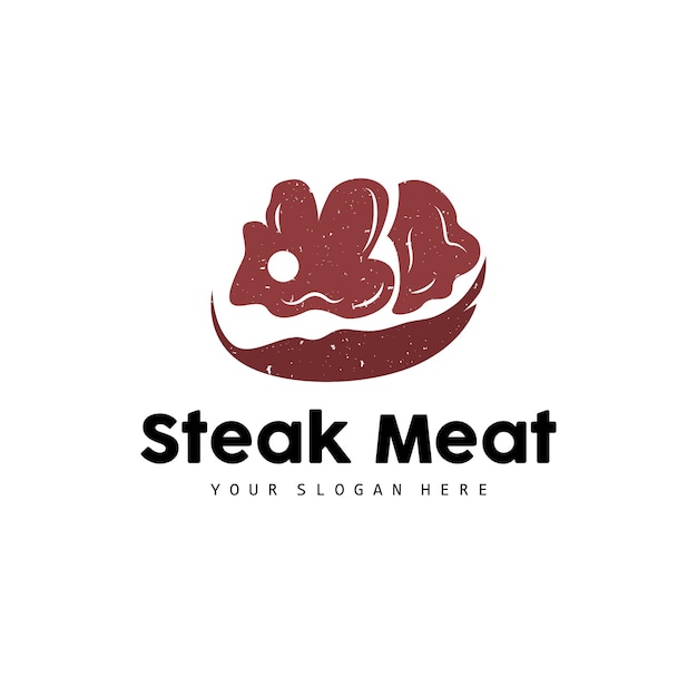 Steak Logo Vintage Retro Rustic BBQ Grill Theme Design Style Barbeque Fresh Meat Vector Icon Symbol Illustration