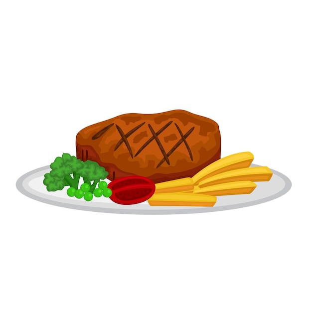 Steak with french fries vector