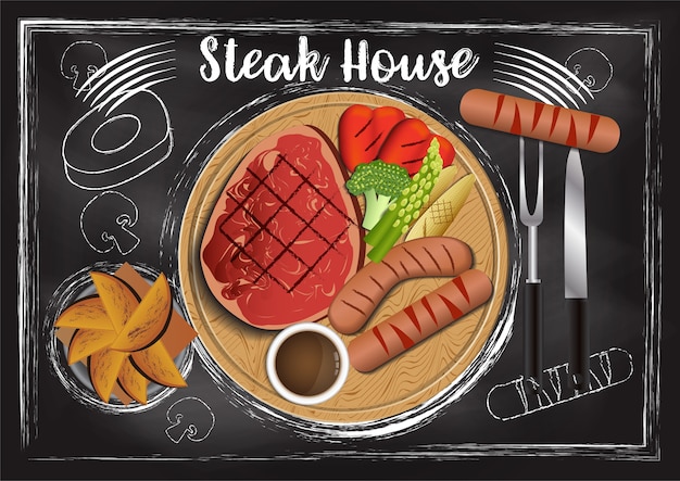 Steakhouse with chalkboard background