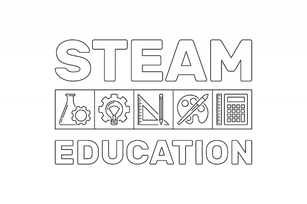 STEAM Education   outline banner  illustration