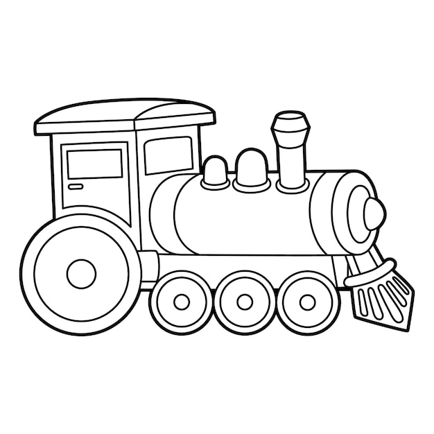 Steam Locomotive Coloring Page Isolated for Kids