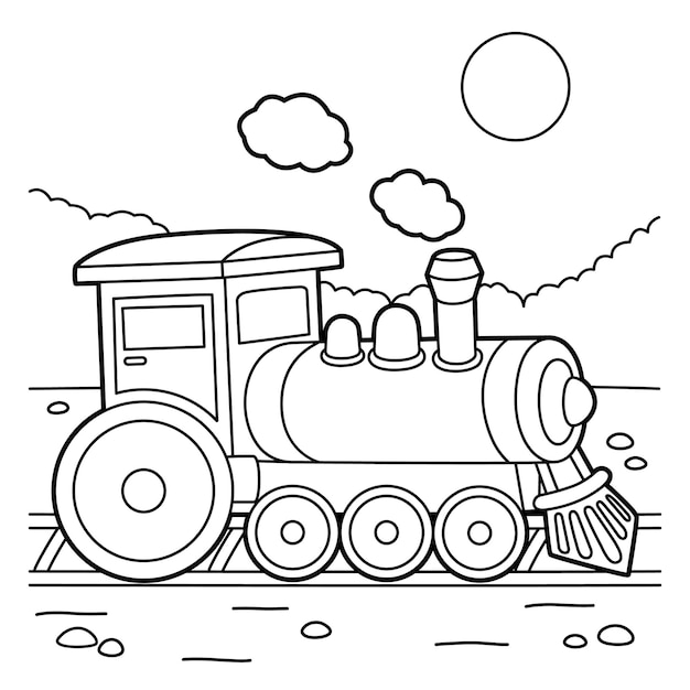 Vector steam locomotive coloring page