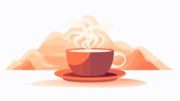 Vector steam rising from coffee cup in warm color flat vector design