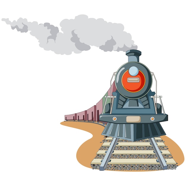 steam train on railroad Free Vector