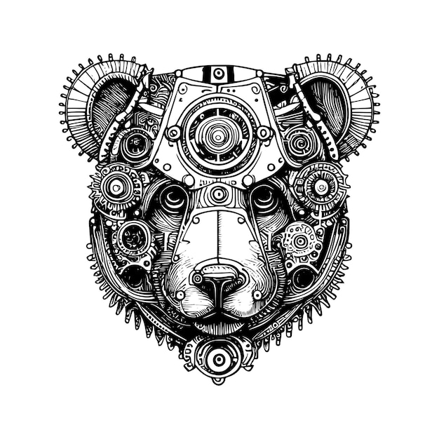 Vector steampunk bear head logo illustration