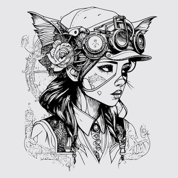 Steampunk Girl Illustrations Embracing the retrofuturistic aesthetic of these unique characters