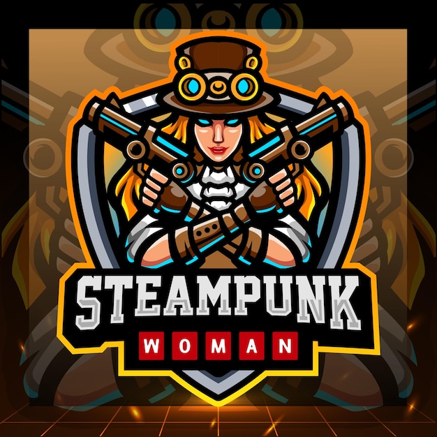 Steampunk girls mascot. esport logo design