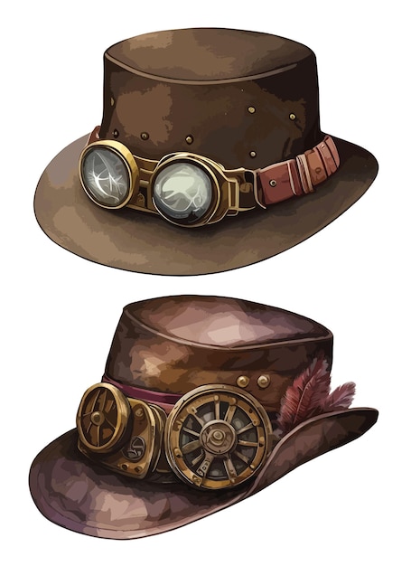 Steampunk hat clipart isolated vector illustration