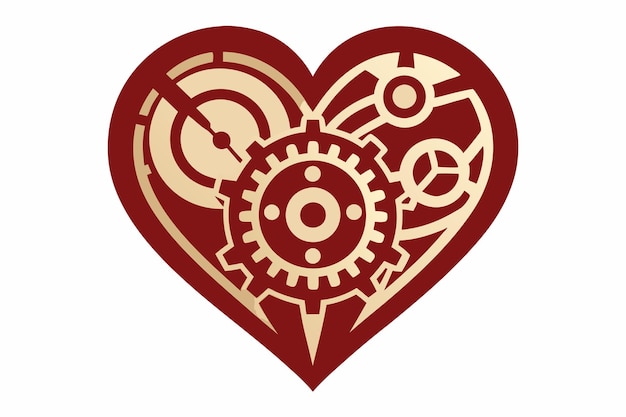 Vector steampunk mechanical design heart vector on white background