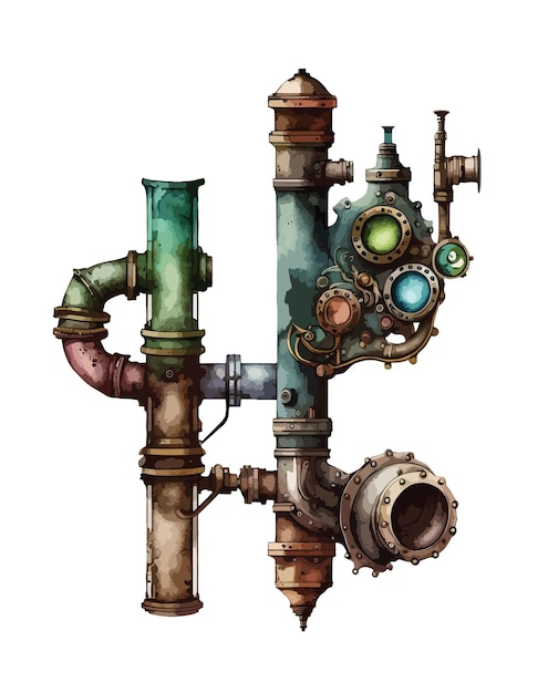 Steampunk pipes clipart isolated vector illustration