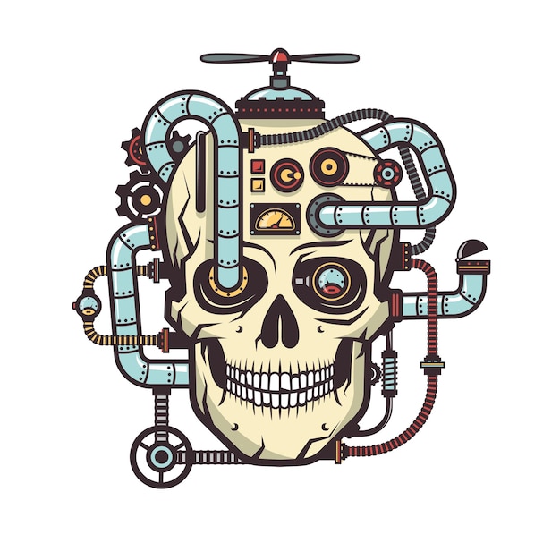 Steampunk Skull with built industrial element