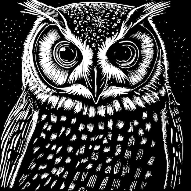 steampunkinspired clockwork owl rendered in intricate pen and ink vector illustration engraving