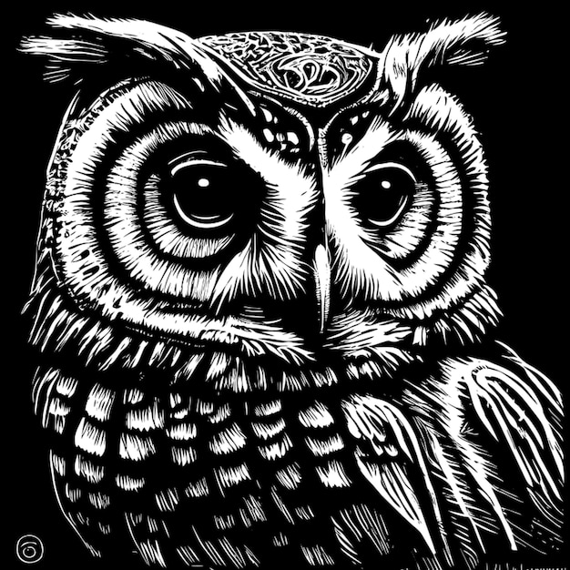 steampunkinspired clockwork owl rendered in intricate pen and ink vector illustration engraving