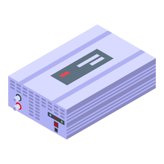 Vector steel inverter icon isometric vector house power energy