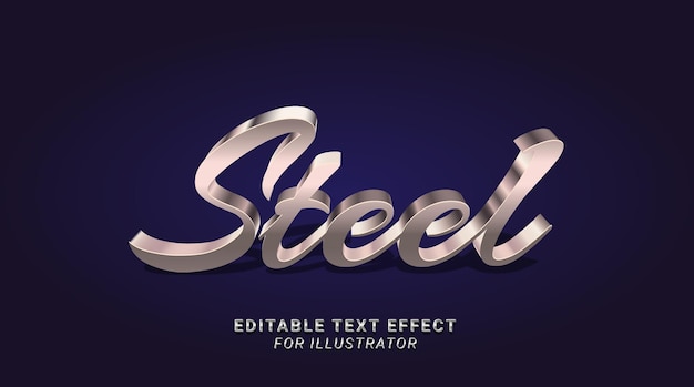 Steel Metallic Editable Text Effect for Illustrator