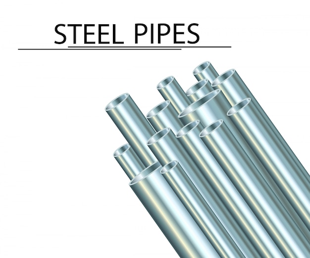 Vector steel pipes on a white background. industrial metal tube .