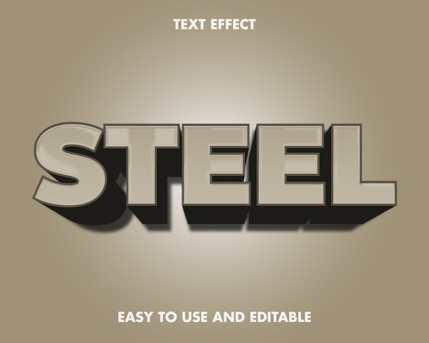 Steel Text Effect. Editable font style.