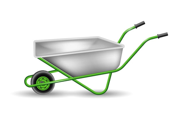 Steel wheelbarrow with green bindings