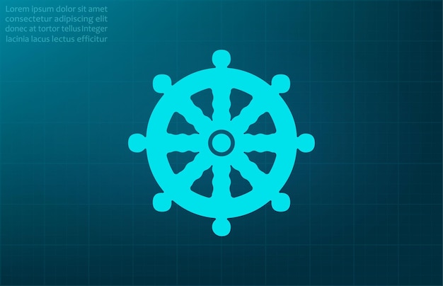 Steering wheel yacht symbol vector illustration on a blue background Eps 10