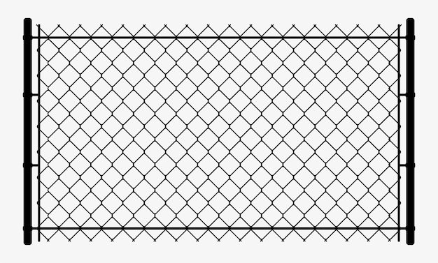 Stell ChainLink Fence Silhouette Metal door Entrance Illustration