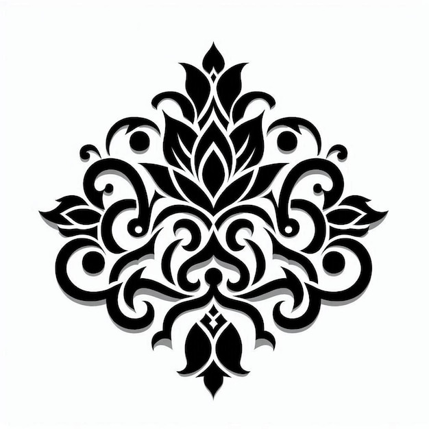 Stencil art Abstract organic Islamic pattern traditional flower plant leaves and leaves with flowers square shape design