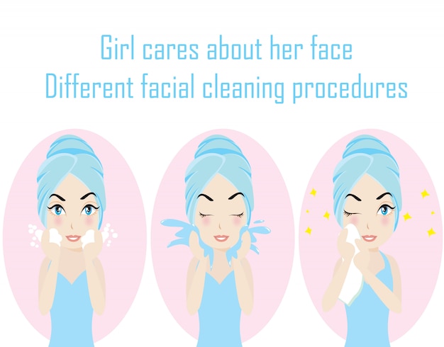 Step Different facial cleaning procedures