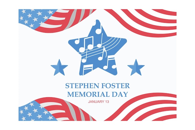 Stephen Foster memorial day card or background flat vector modern illustration