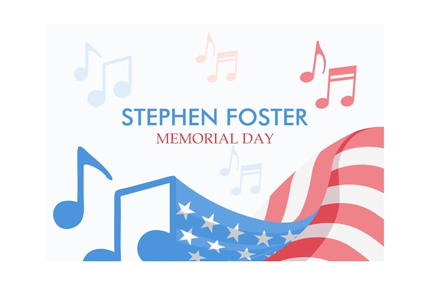 Stephen Foster Memorial Day Vector Illustrator Portrait flat vector modern illustration