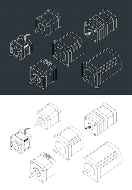 Stepper Motors Isometric Drawing Set