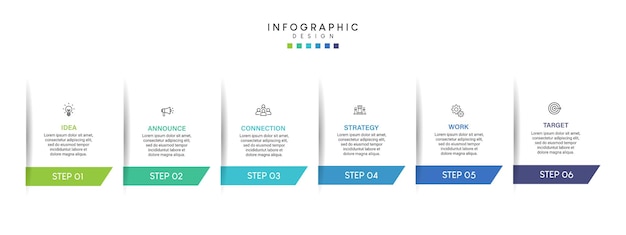 Steps business data visualization timeline process infographic template design with icons