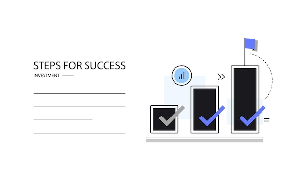 Vector steps for success finish icon planning checklist for goal progress strategy project