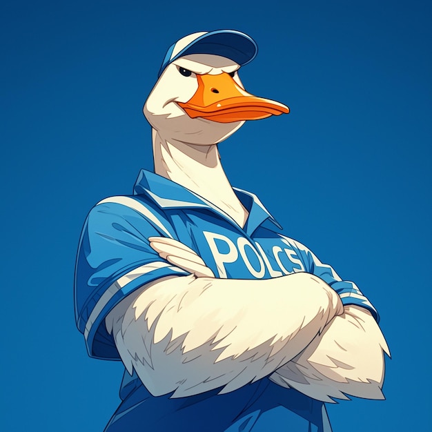 A stern goose police cartoon style