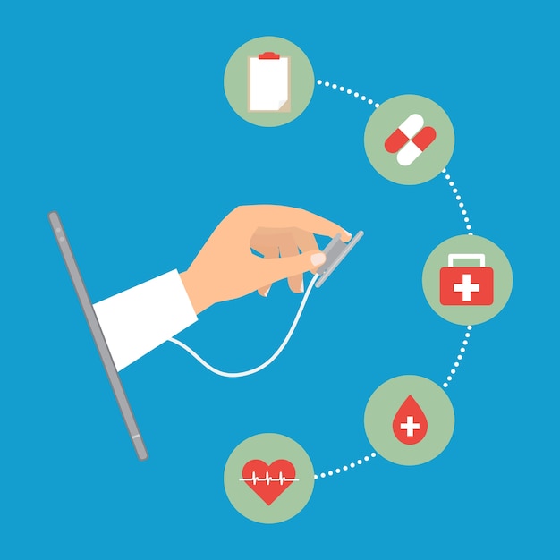 Stethoscope from tablet telemedicine concept