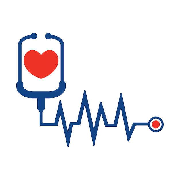 Stethoscope and heart beat vector design Health and medicine symbol