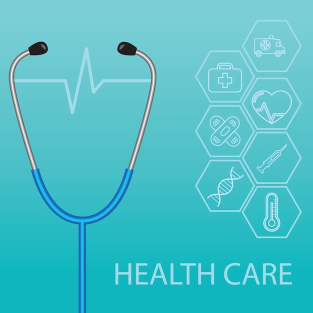 Stethoscope and heartbeat flat icons in medicine, medical, health, cross, healthcare decoration