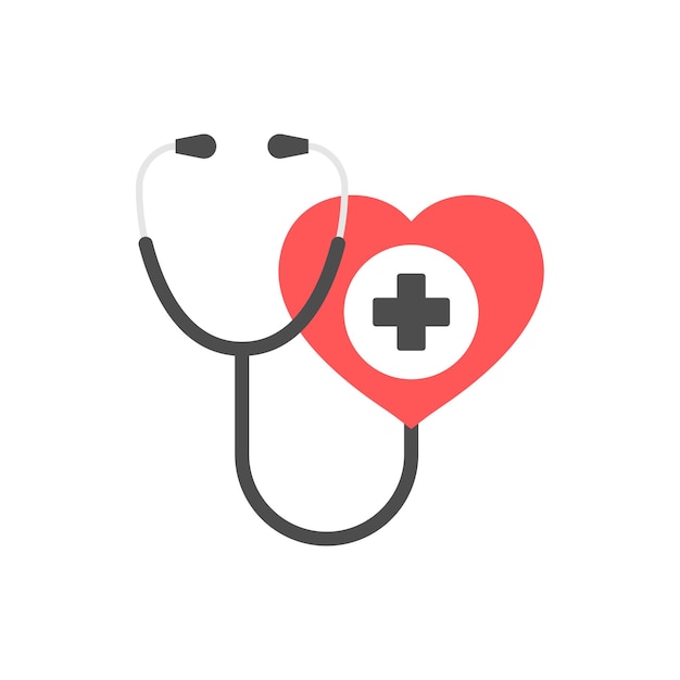 Stethoscope icon in flat style Heart diagnostic vector illustration on isolated background Medicine sign business concept