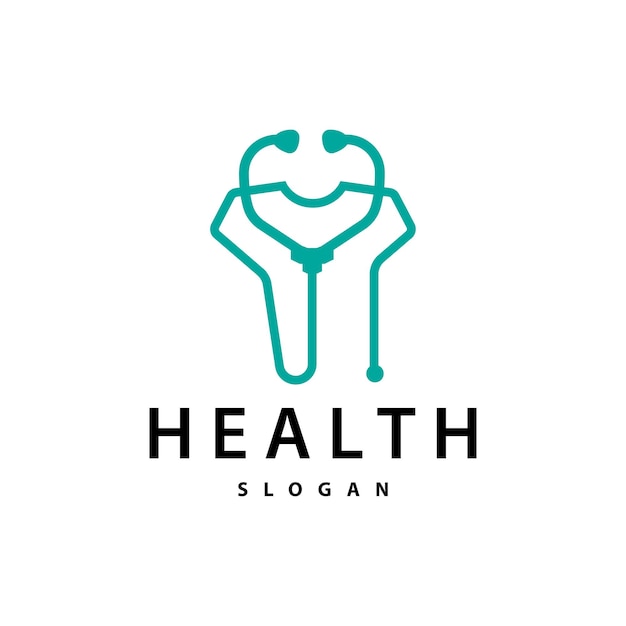 Stethoscope Logo Simple Line Model Health Care Logo Design for Business Brands Illustration Templet