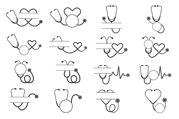 Stethoscope Monogram Bundle Medical tools Monogram Bundle Stethoscope illustration Doctor Nurse