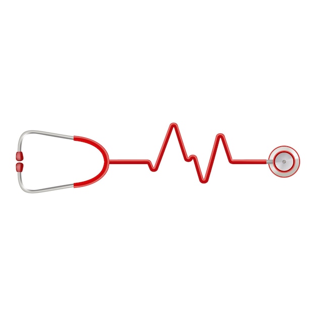 Stethoscope In The Shape Of A Heart Beat On A Ekg Isolated On A White Background Vector Illustration