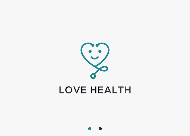 stethoscope with heart logo design vector silhouette illustration