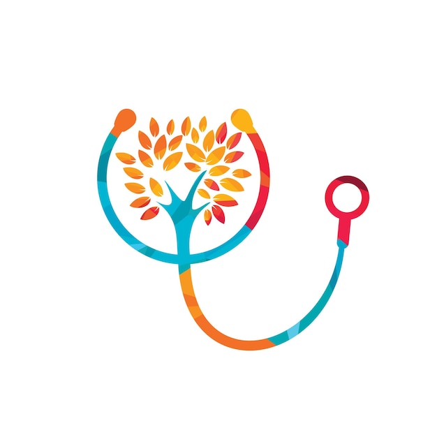 Stethoscope with tree icon vector logo design