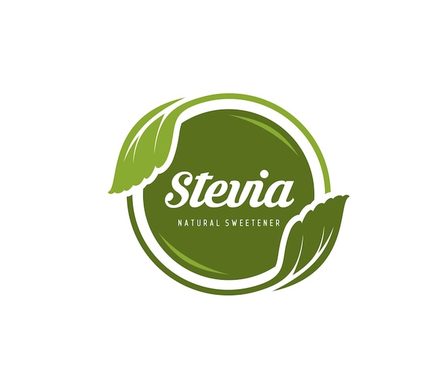 Stevia leaves natural sweetener icon or label