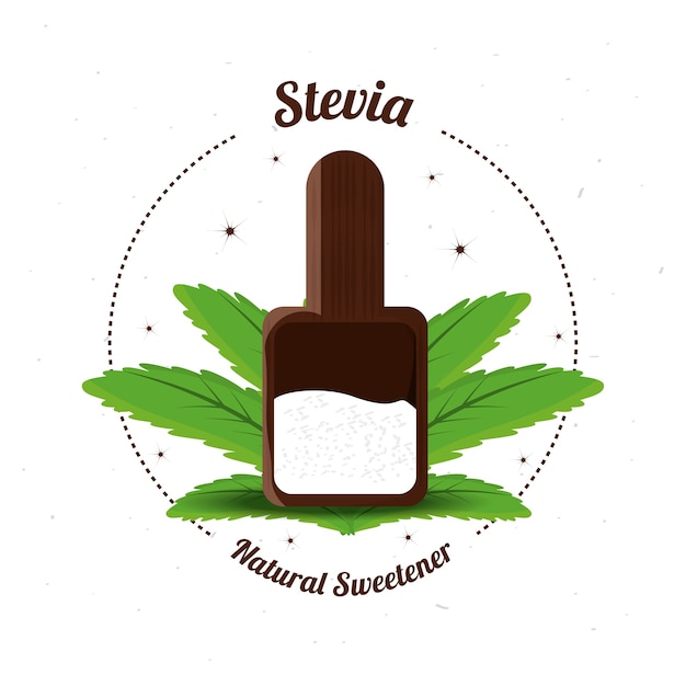 Stevia natural sweetener inside spoon