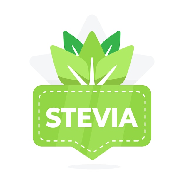 Stevia Natural Sweetener Product Badge Featuring Green Leaf Symbol