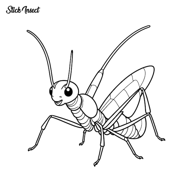 Vector stick insect coloring page and outline vector design