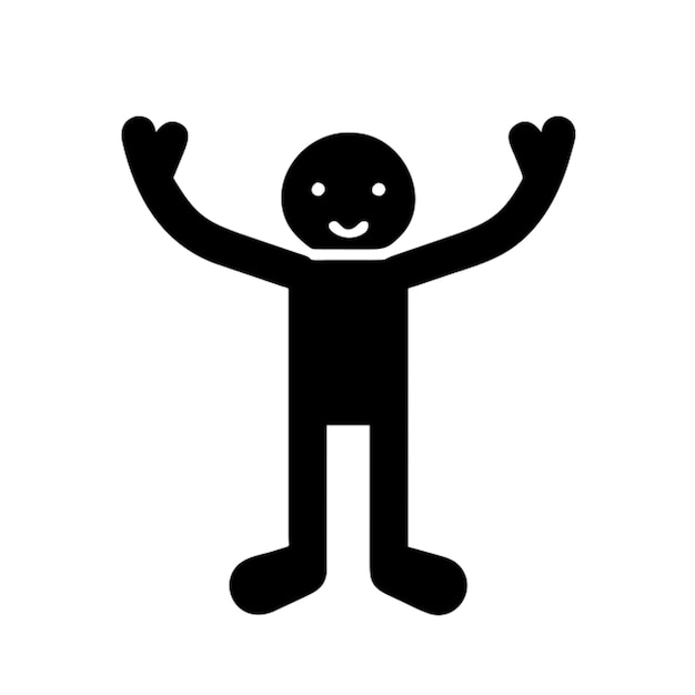 stick man with its arms in the air like someone cheering at a football game pictogram