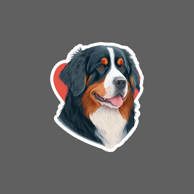 Sticker of Bernese Mountain Dog Valentines hearts